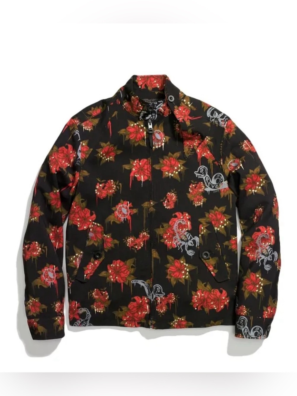 Coach Black Floral Barracuda-Style Jacket with Red Blooms NWT IT50